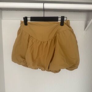 Olive Green Tan Bubble Mini Skirt | Trendy Voluminous Skirt – Size S